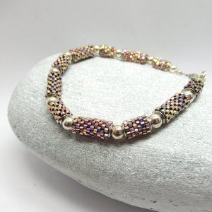 Peyote tube and Sterling silver bracelet